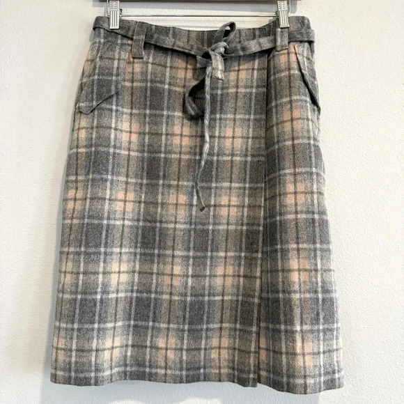 Talbots Vintage Wool Blend Skirt Plaid Office Career Timeless Classic Neutral 6 - Picture 1 of 6